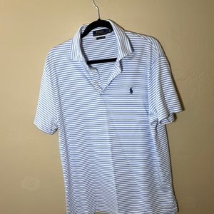 Polo Ralph Lauren blue and white shirt.